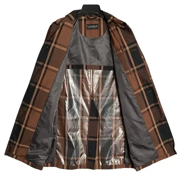Lauren Ralph Lauren Men's 36 Regular Raincoat Stanza Brown Check NEW - Picture 9 of 15